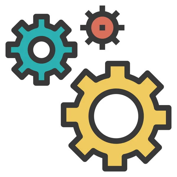 Icône Matérielle Des Engrenages Configuration Dans Style Contour Rempli — Image vectorielle