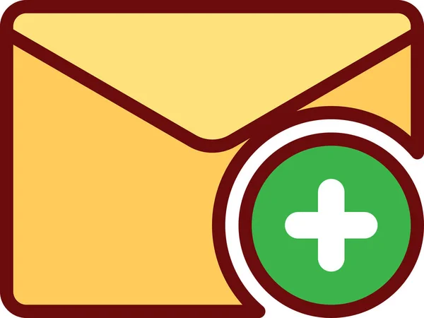 Adicionar Ícone Envelope Mail Estilo Esboço Preenchido — Vetor de Stock