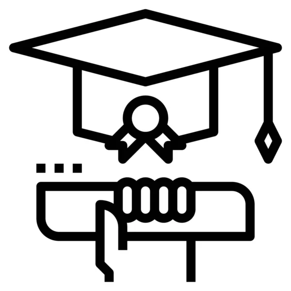 Certificado Grado Educación Icono Estilo Esquema — Vector de stock