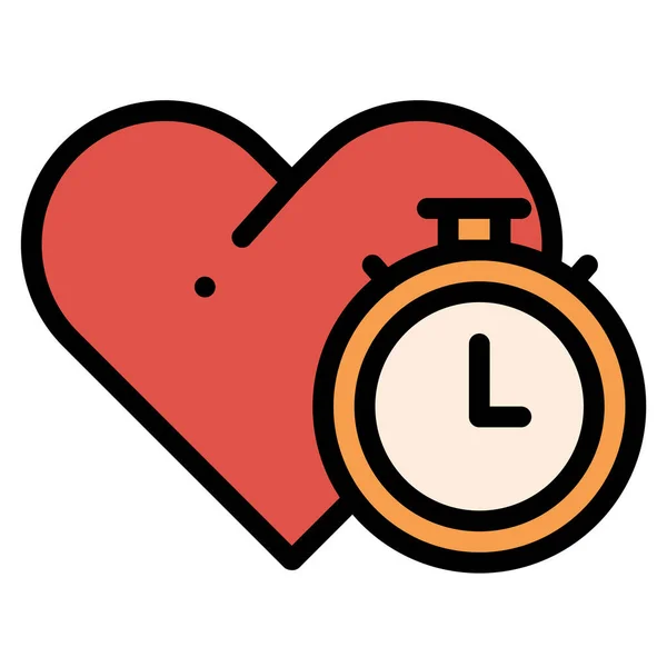 Reloj Corazón Amor Icono Estilo Contorno Lleno — Archivo Imágenes Vectoriales