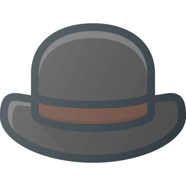 Bowler Τζέντλεμαν Καπέλο Εικονίδιο Γεμιστό Περίγραμμα Στυλ — Διανυσματικό Αρχείο
