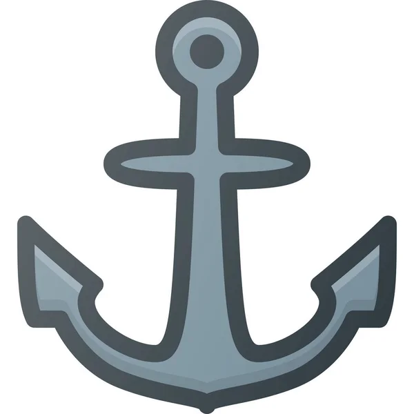 Ankerhaken Navy Symbol Filled Outline Stil — Stockvektor