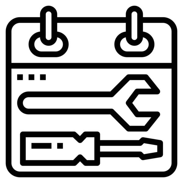 Admin Ikon Pemeliharaan Kalender Dalam Gaya Outline - Stok Vektor