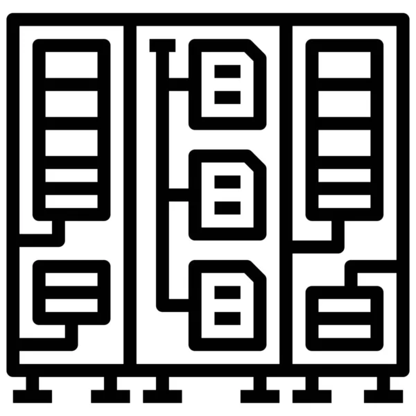 Icono Datos Computadora Negocios Estilo Esquema — Vector de stock