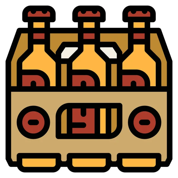 Alcoholic Beer Beverage Icon Filled Outline Style — Stock Vector