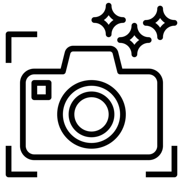 Appareil Photo Dslr Icône Photo Dans Style Outline — Image vectorielle