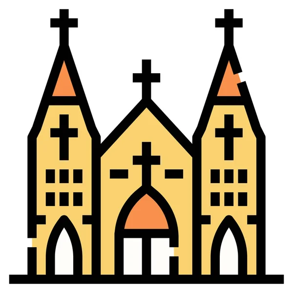 Église Religion Bâtiment Icône — Image vectorielle