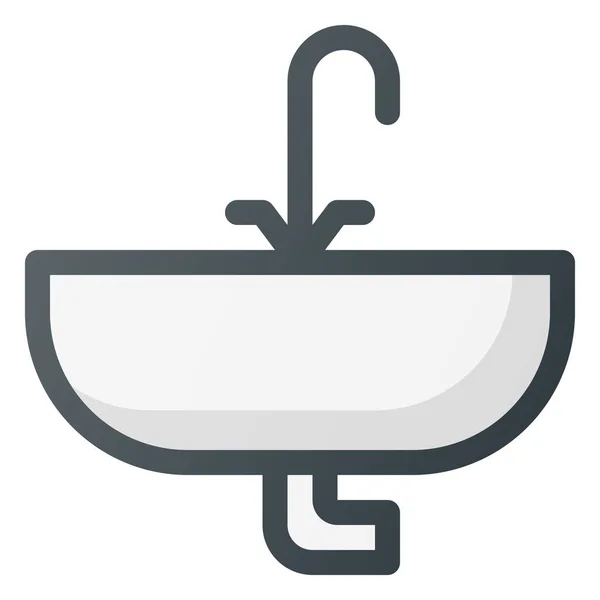 Bathroom Interior Sink Icon Filled Outline Style — Stock Vector