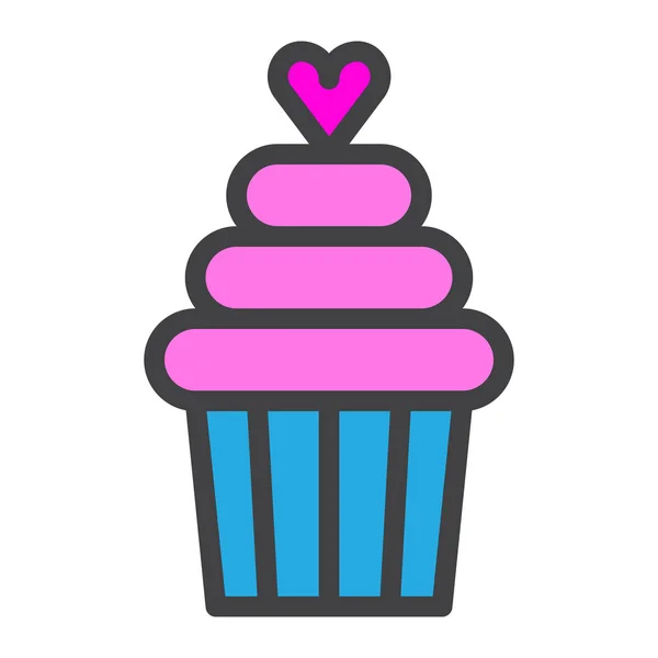 Cupcake Cuore Amore Icona — Vettoriale Stock