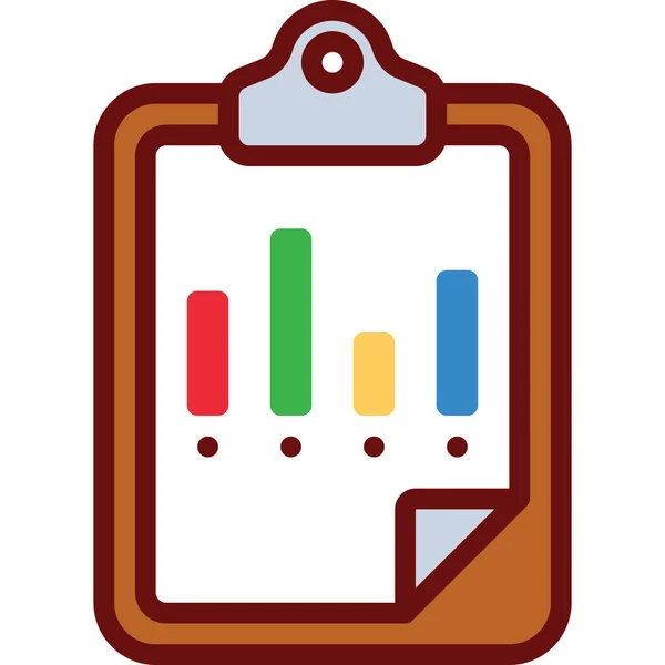 Üzleti Chart Vágólap Ikon Kitöltött Vázlat Stílus — Stock Vector