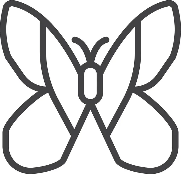 Бабочка Тропическая Икона Мотылька Стиле Абрис — стоковый вектор