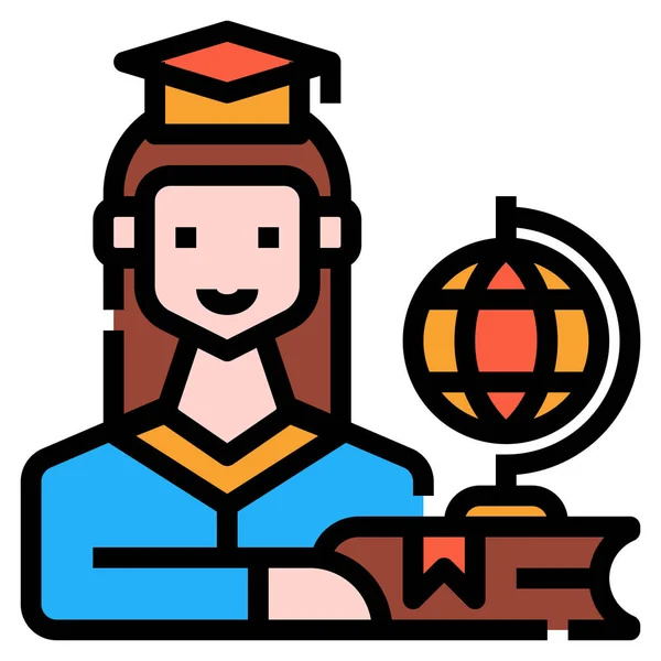 Licenciatura Graduado Icono Educación Escuela Categoría Aprendizaje — Vector de stock