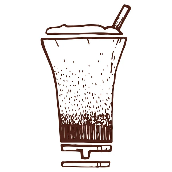 Cocktail Koffie Milkshake Pictogram Handgetrokken Stijl — Stockvector