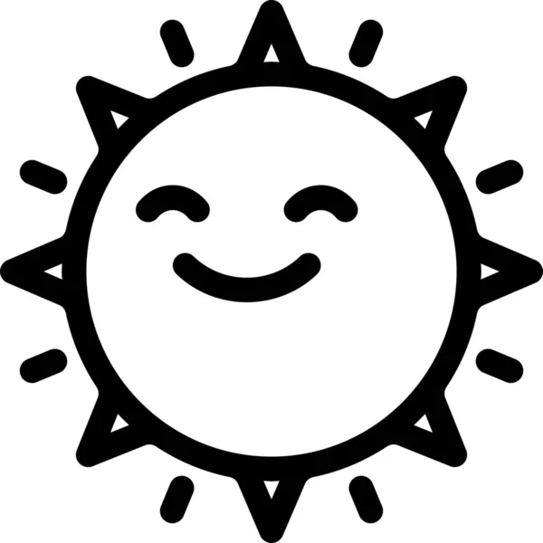 Emoji Szczęśliwy Ikona Lato Stylu Zarys — Wektor stockowy