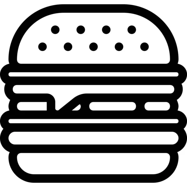 Burger Cheeseburger Icône Rapide Dans Style Outline — Image vectorielle