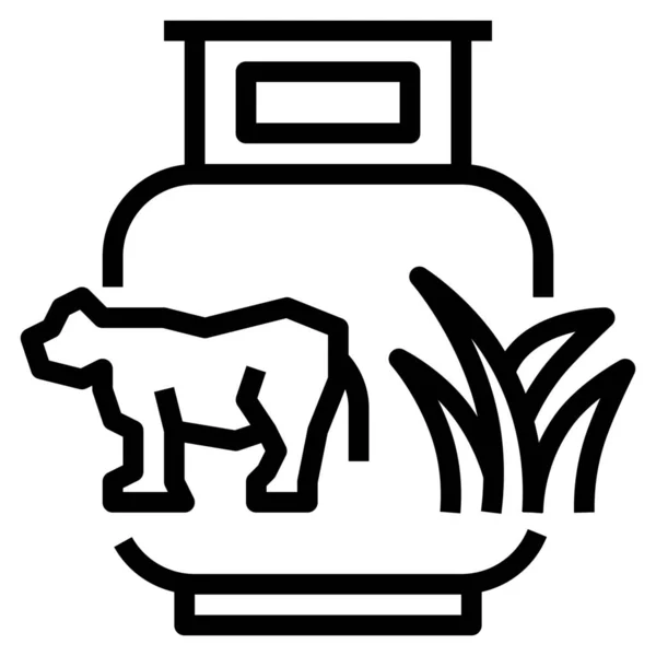 Dierlijke Biogas Brandstof Pictogram Contouren Stijl — Stockvector