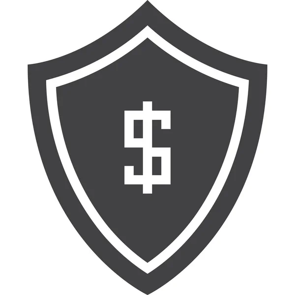 Dollar Schutzschild Symbol Solid Stil — Stockvektor
