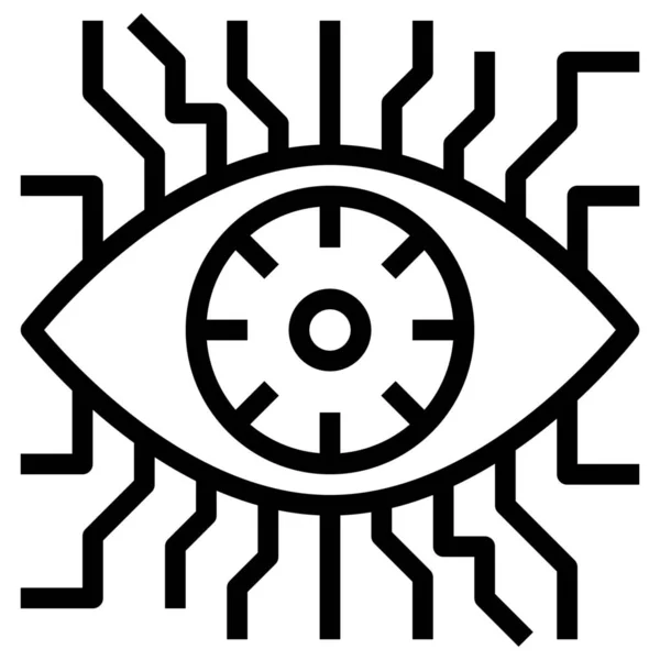 Chip Eye Roboter Symbol Outline Stil — Stockvektor