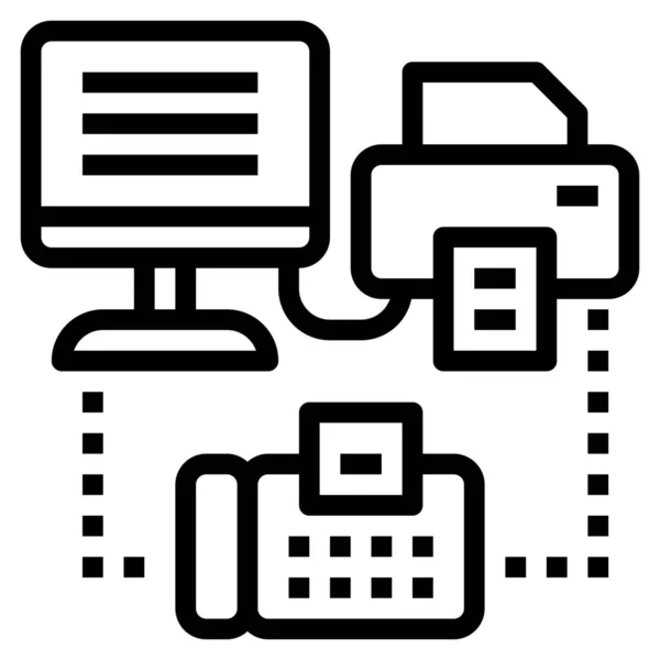Compurter Copy Fax Icon Outline Style — Stock Vector