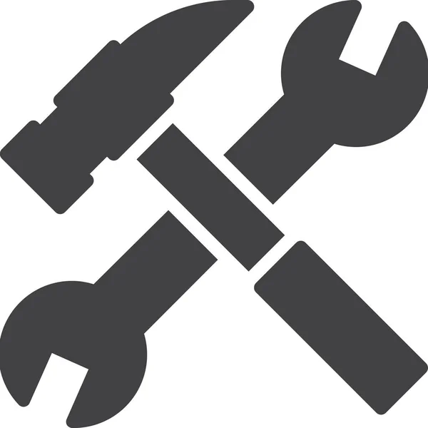 锤击维护服务图标为固态风格 — 图库矢量图片