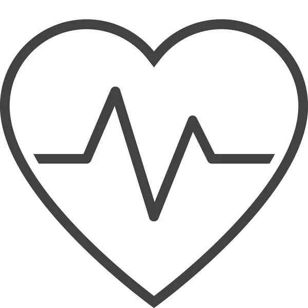 Atımlık Kardiyogram Kalp Simgesi Ana Hatları Biçiminde — Stok Vektör