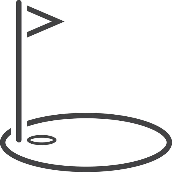 Golfbaan Vlag Pictogram Contouren Stijl — Stockvector