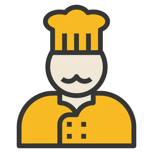Chef Koch Kopf Ikone Ausgefüllten Outline Stil — Stockvektor