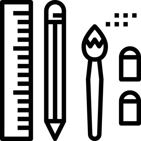 Pinsel Radiergummi Stift Symbol Outline Stil — Stockvektor