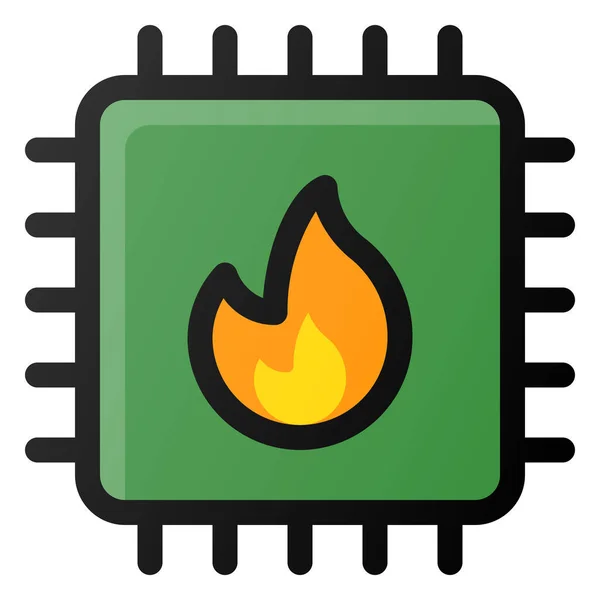 Hot Cpu Microchip Icon — Stock Vector