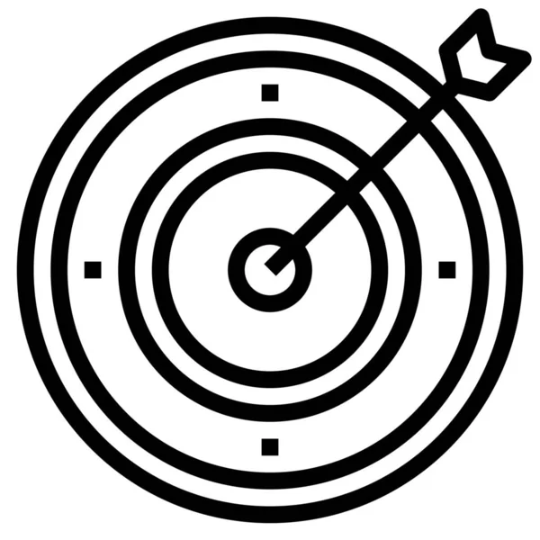 Icône Mise Point Flèche Tir Arc Dans Style Contour — Image vectorielle