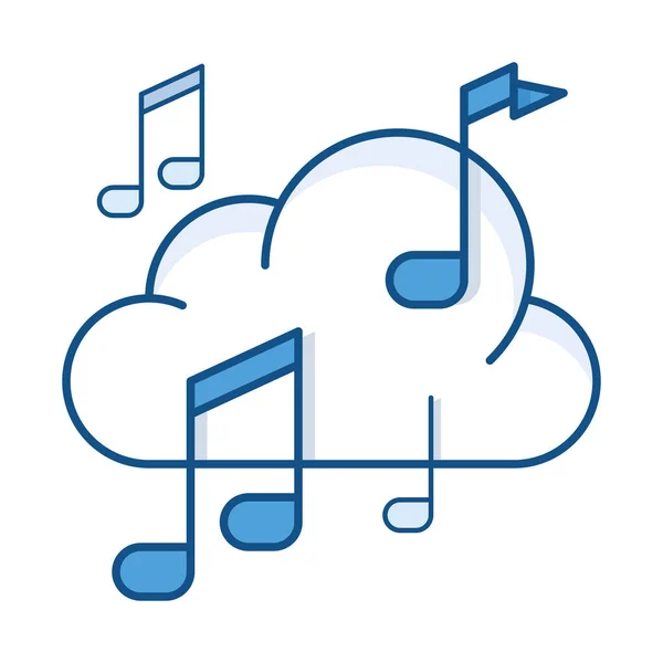 Icono Música Nube Audio Estilo Contorno Lleno — Vector de stock