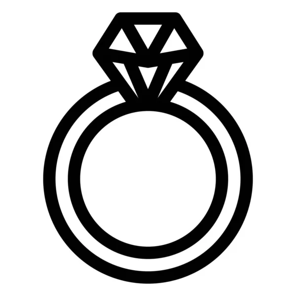 Icono Anillo Joyería Diamante Estilo Esquema — Vector de stock