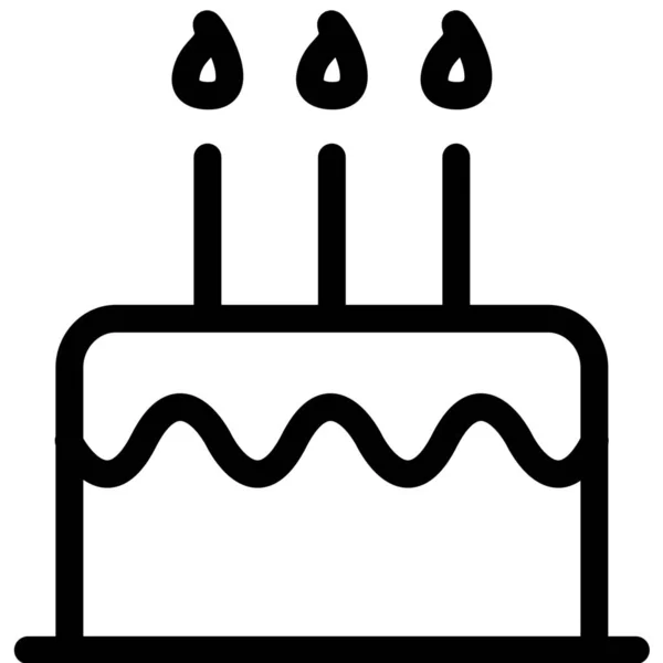 Празднование Дня Рождения Иконка Торта Стиле Абрис — стоковый вектор