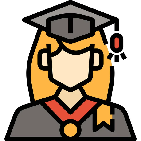 Icône Profil Graduation Avatar Dans Style Contour Rempli — Image vectorielle