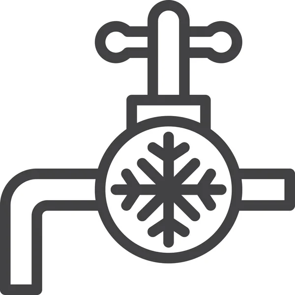 Symbol Für Den Kalten Wasserhahn Outline Stil — Stockvektor