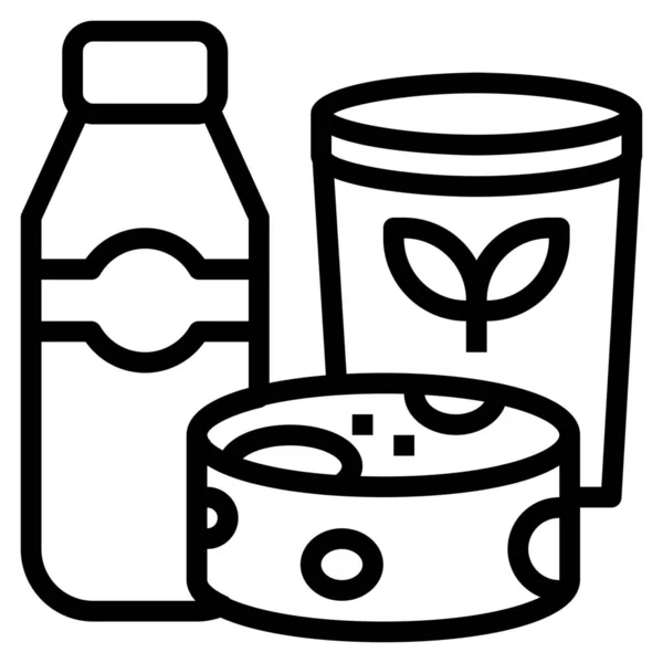 Τυρί Βιολογικό Εικονίδιο Γάλακτος Στυλ Περίγραμμα — Διανυσματικό Αρχείο