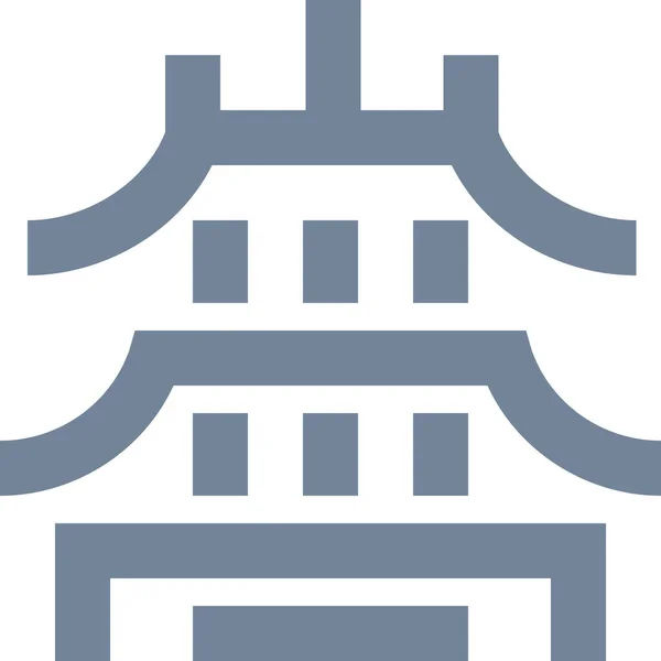 Bâtiment Chine Icône Japonaise Dans Style Solide — Image vectorielle