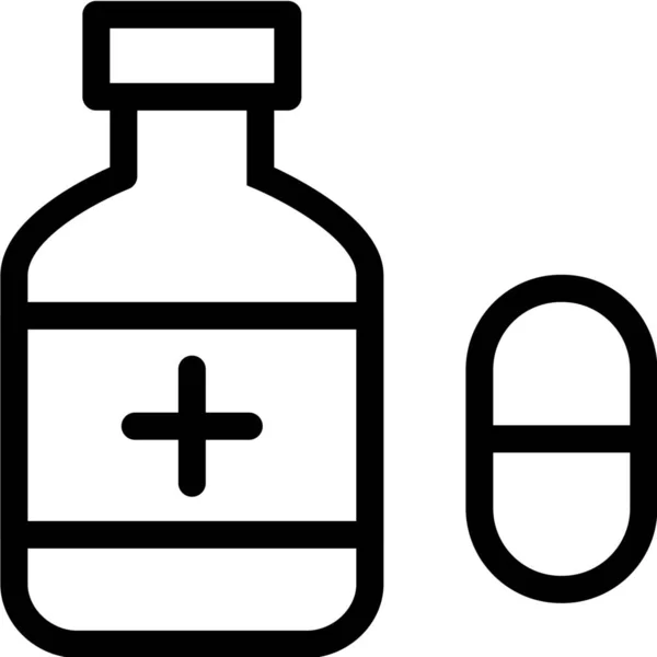 Drugs Geneeskunde Pil Pictogram Contouren Stijl — Stockvector