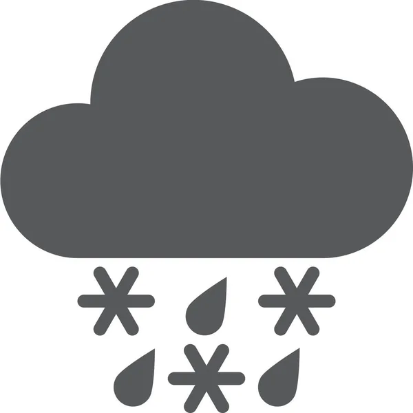 Wolken Regen Schneeregen Symbol Solid Stil — Stockvektor