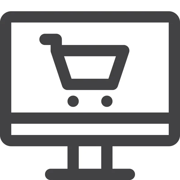 Karretje Commerce Online Icoon Outline Stijl — Stockvector