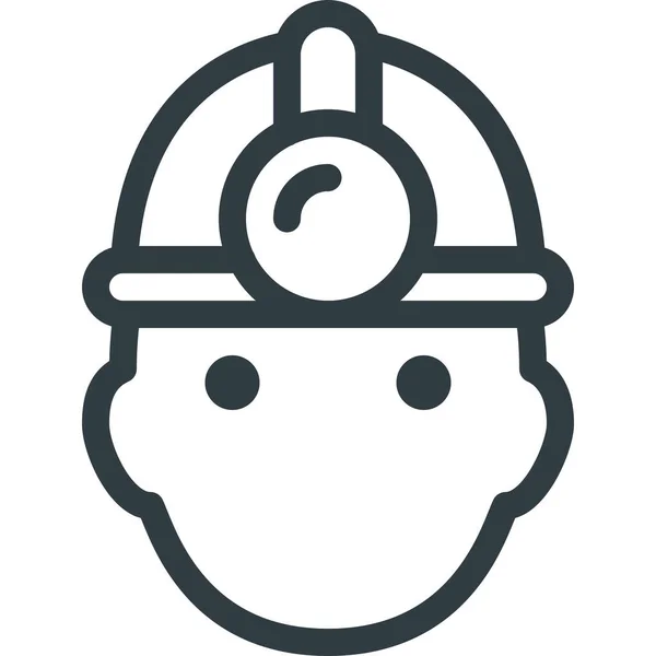 Avatar Head Miner Icon Dalam Gaya Outline - Stok Vektor