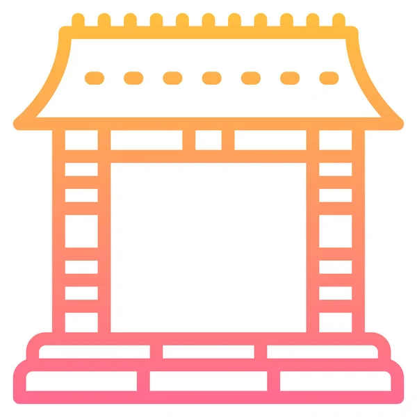 Asiatisk Buddha Byggnad Ikon Mjuk Stil — Stock vektor