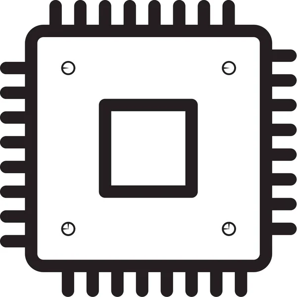 Chip Microcontroller Ícone Contorno Estilo Contorno —  Vetores de Stock