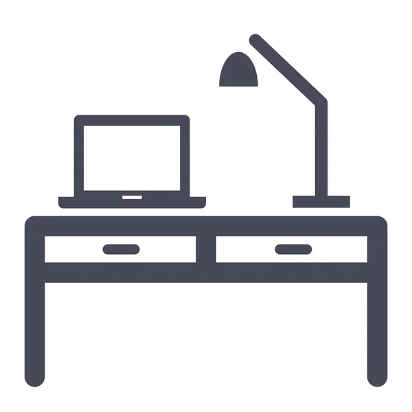Books Desk Laptop Icon Solid Style — 图库矢量图片