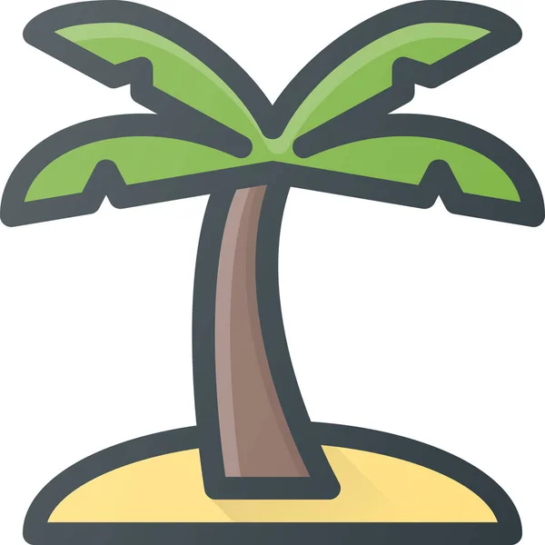 Exotische Palm Toerisme Icoon Gevulde Omtrek Stijl — Stockvector