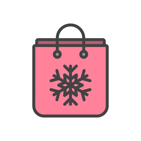 Bolsa Navidad Icono Compra Estilo Contorno Lleno — Archivo Imágenes Vectoriales