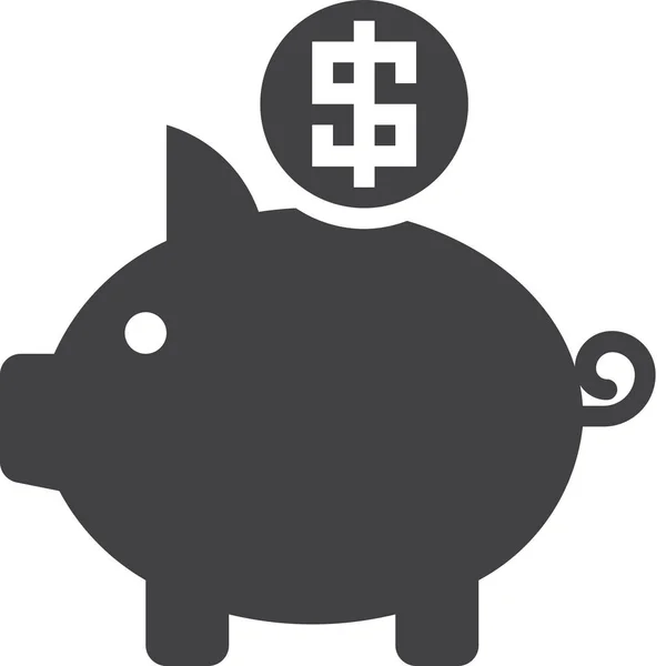 Finanças Piggy Banco Ícone Poupança Estilo Sólido — Vetor de Stock