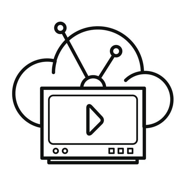 Cloud Cloud Broadcast Retro Icon Outline Style — Stock Vector