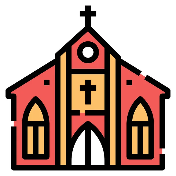 Kerk Religie Culturen Icoon — Stockvector