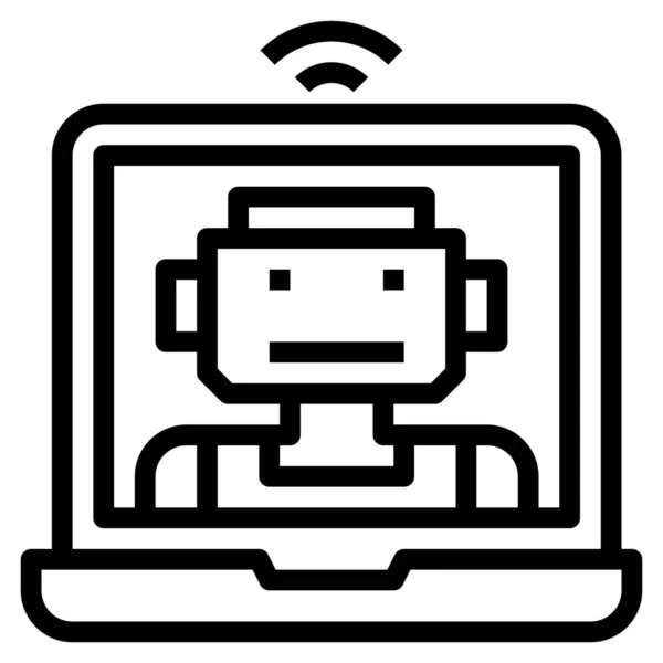 Assistent Robot Icoon Outline Stijl — Stockvector